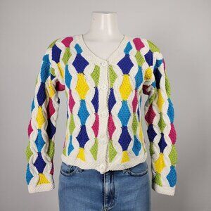 Vintage Funsport Pink Knit Cotton Button Up Cardigan Size S